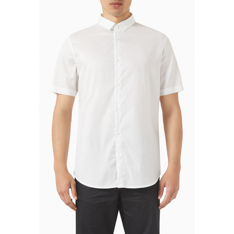 Armani Exchange - Slim Fit Logo Shirt in Cotton White
