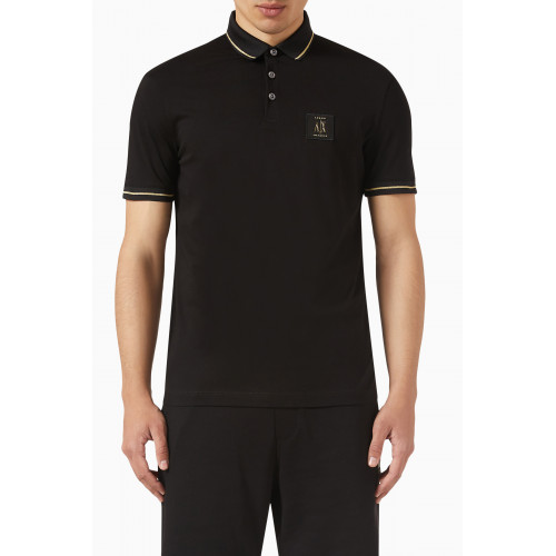 Armani Exchange - Icon Logo Polo Shirt in Cotton Black