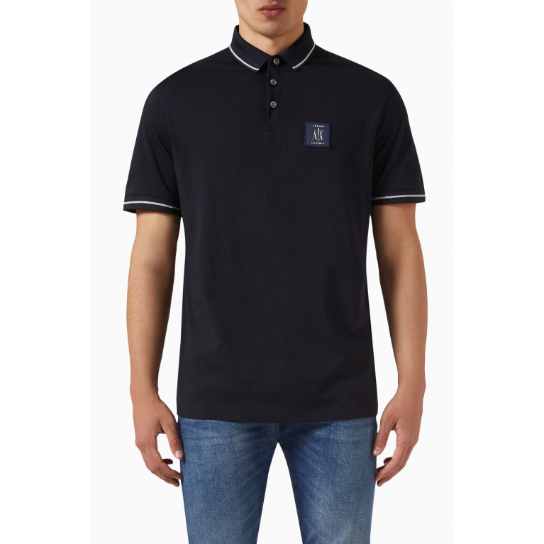 Armani Exchange - Icon Logo Polo Shirt in Cotton Blue