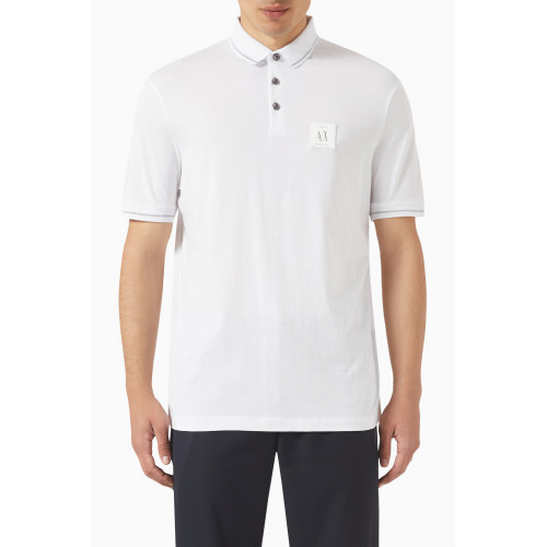 Armani Exchange - Icon Logo Polo Shirt in Cotton White