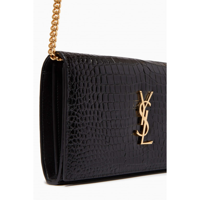 Saint Laurent - Monogram Chain Wallet in Embossed Shiny Leather