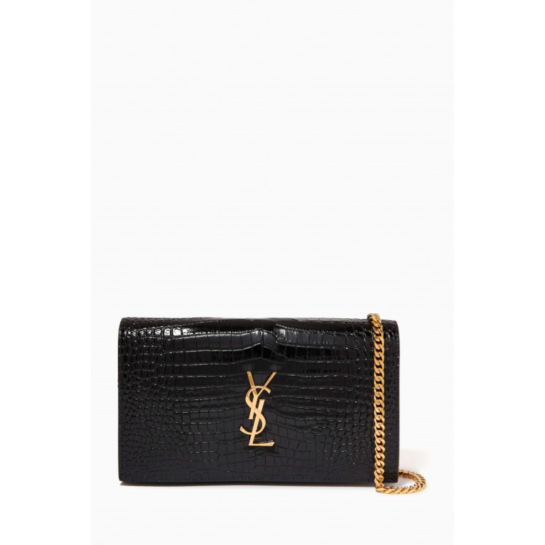 Saint Laurent - Monogram Chain Wallet in Embossed Shiny Leather