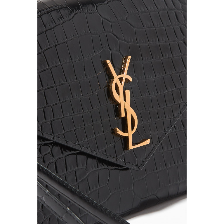 Saint Laurent - Cassandre Clutch in Croc-embossed Leather