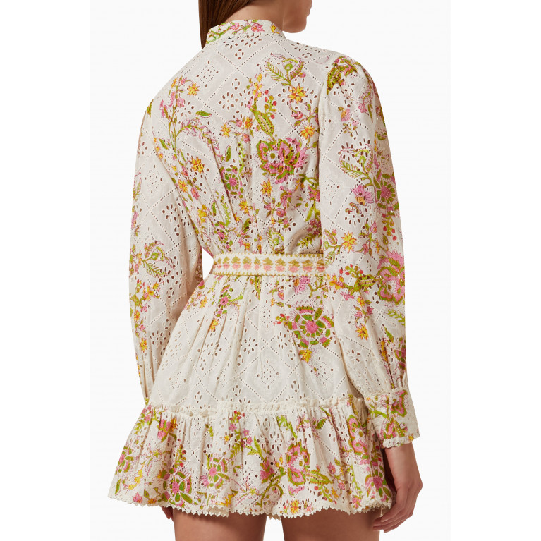 Hemant & Nandita - Floral Belted Mini Dress in Cotton