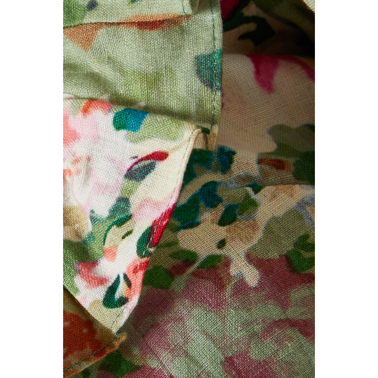 Hemant & Nandita - Floral Print Ruffle Crop Top in Cotton-poplin