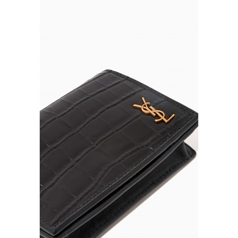 Saint Laurent - Tiny Cassandre Business Card Case in Crocodile Embossed Leather