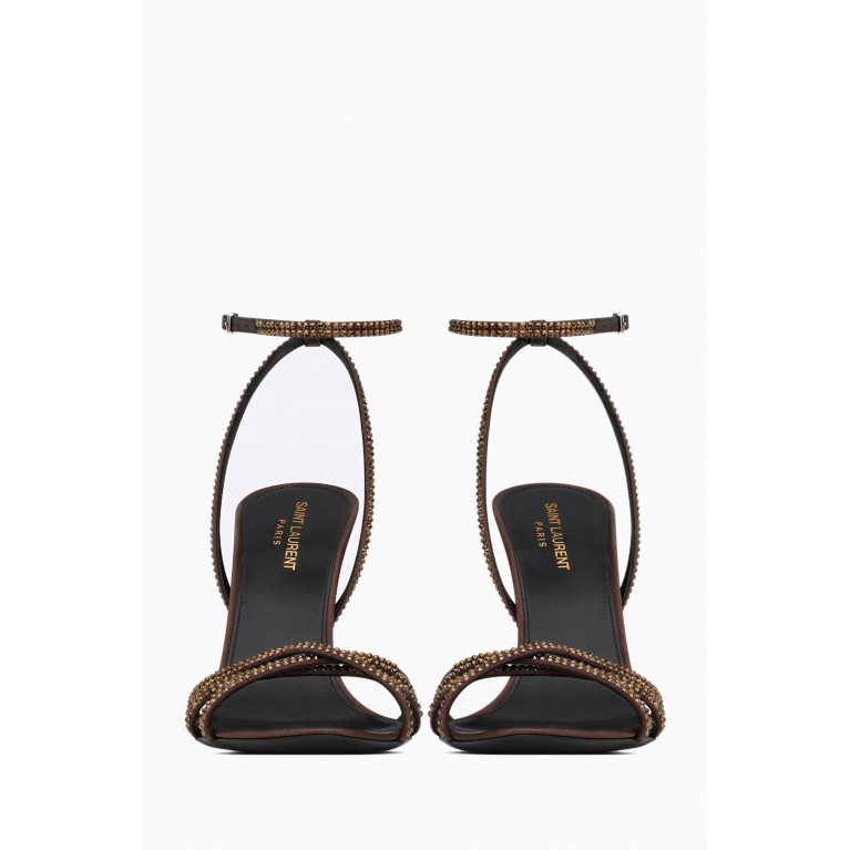 Saint Laurent - Ava Rhinestone Embellished Sandals in Crêpe Satin