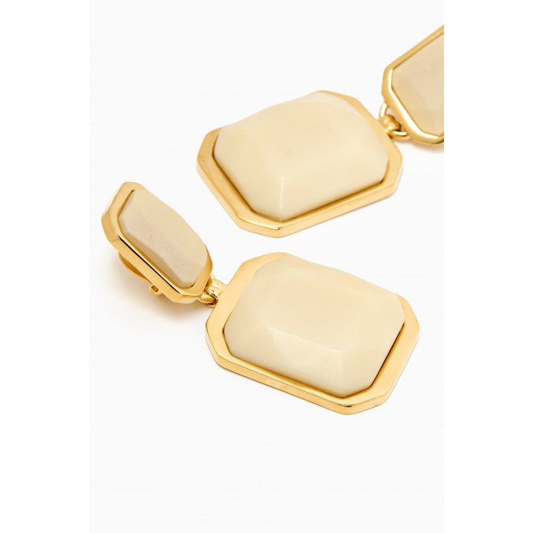 Saint Laurent - Octagon Earrings in Metal and Resin