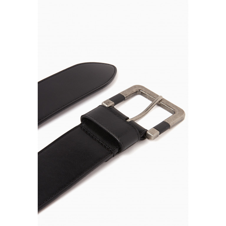 Saint Laurent - Carree Wide Buckle Belt in Vegetable-tanned Leather