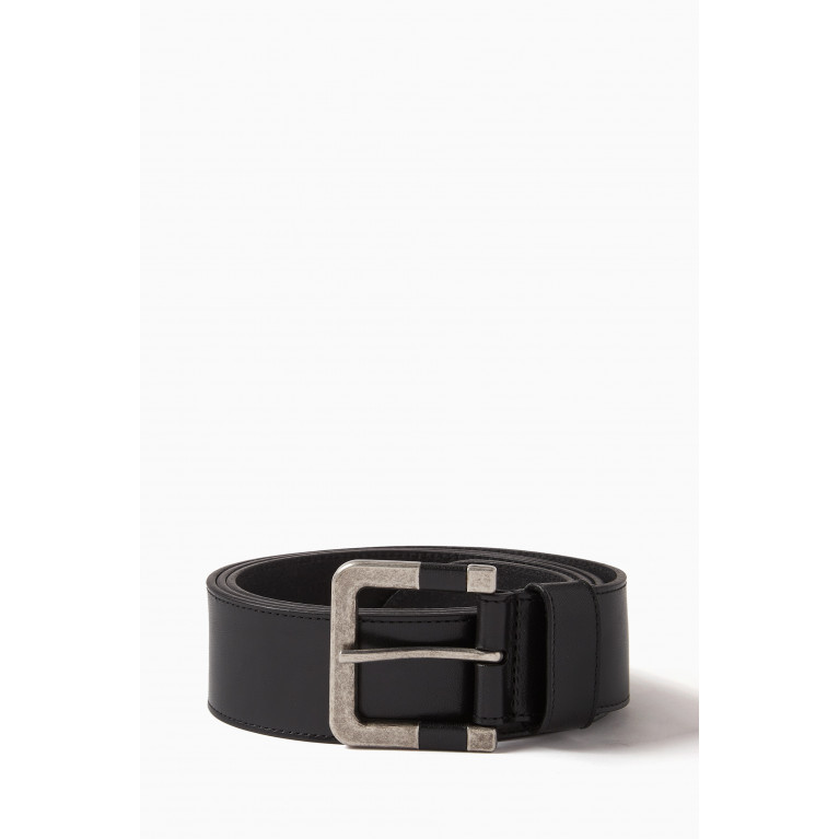 Saint Laurent - Carree Wide Buckle Belt in Vegetable-tanned Leather