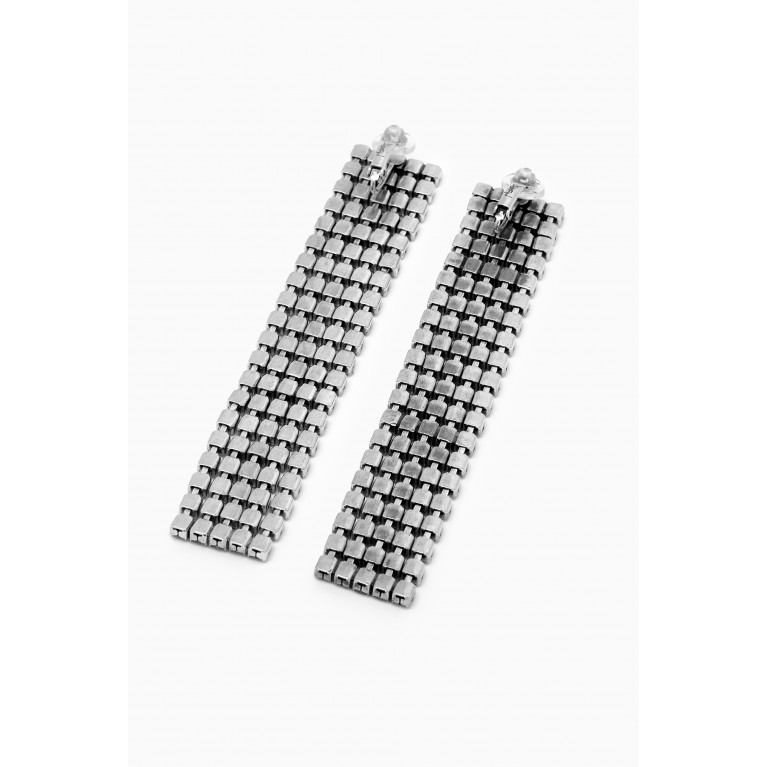 Saint Laurent - Bulky Rhinestone Earrings in Metal
