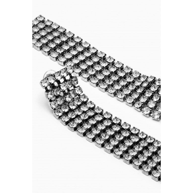 Saint Laurent - Bulky Rhinestone Earrings in Metal