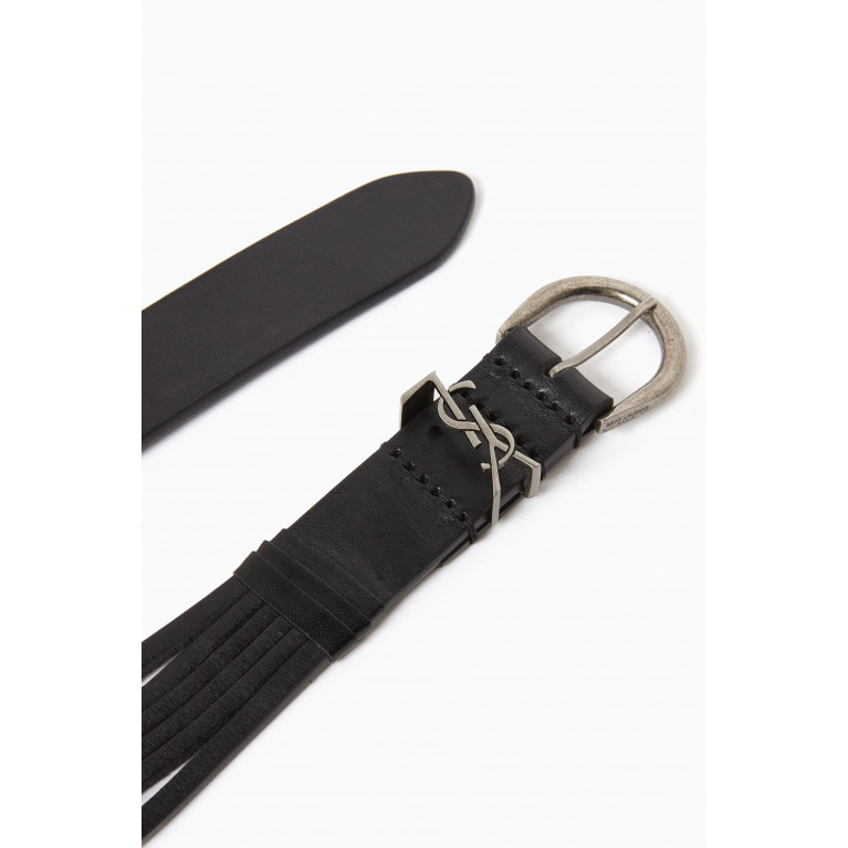 Saint Laurent - Round Buckle Braided Belt in Leather