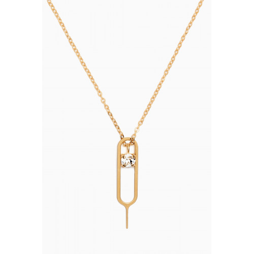Saint Laurent - Sim Key & Rhinestone Charm Necklace in Metal