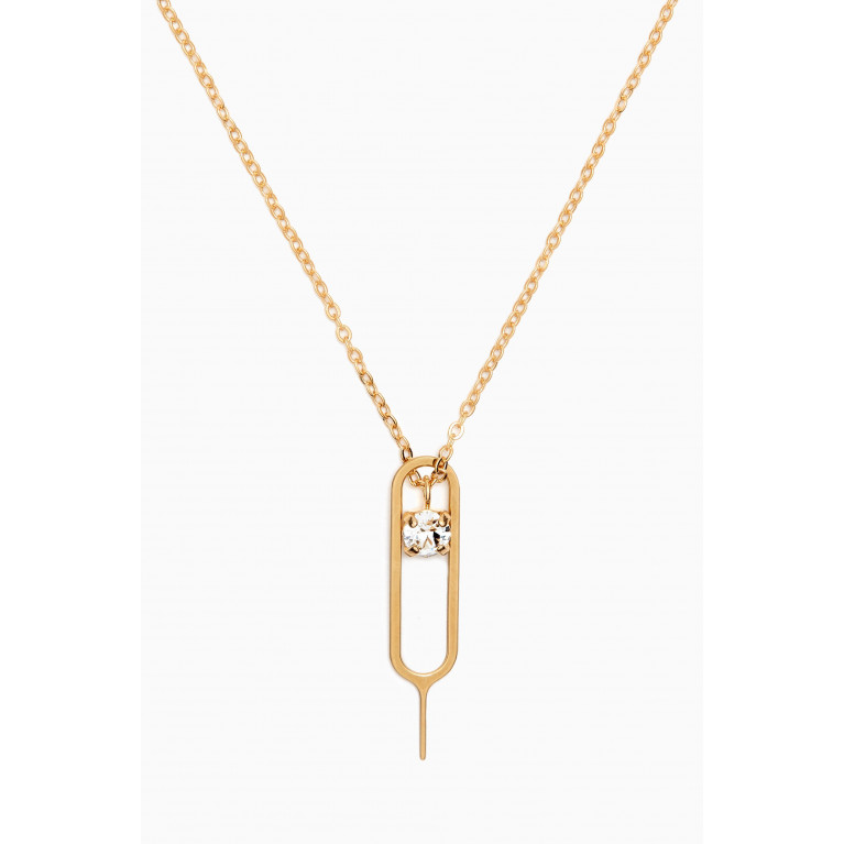 Saint Laurent - Sim Key & Rhinestone Charm Necklace in Metal