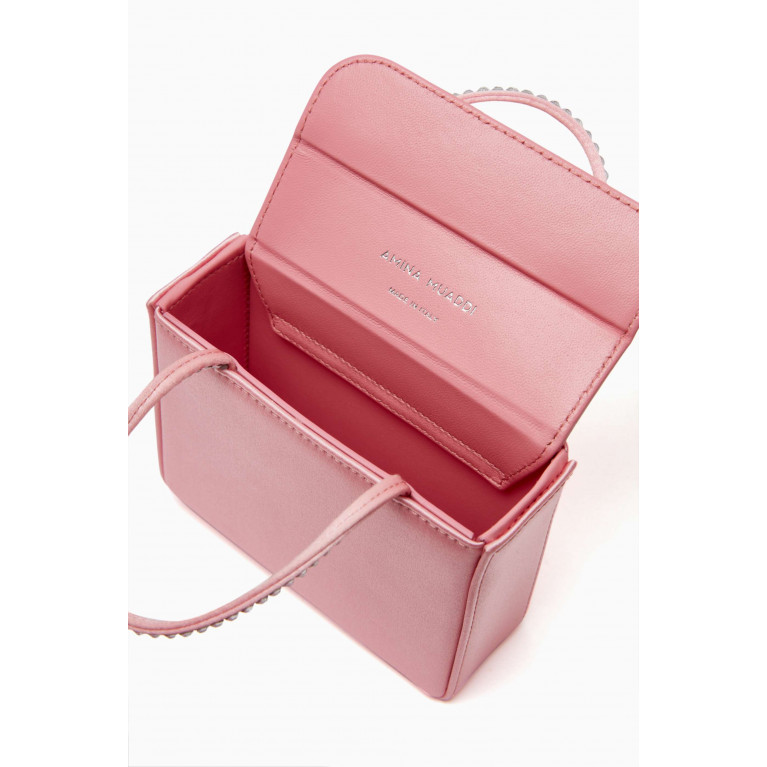 Amina Muaddi - Mini Super Amini Gilda Top-handle Bag in Satin Pink