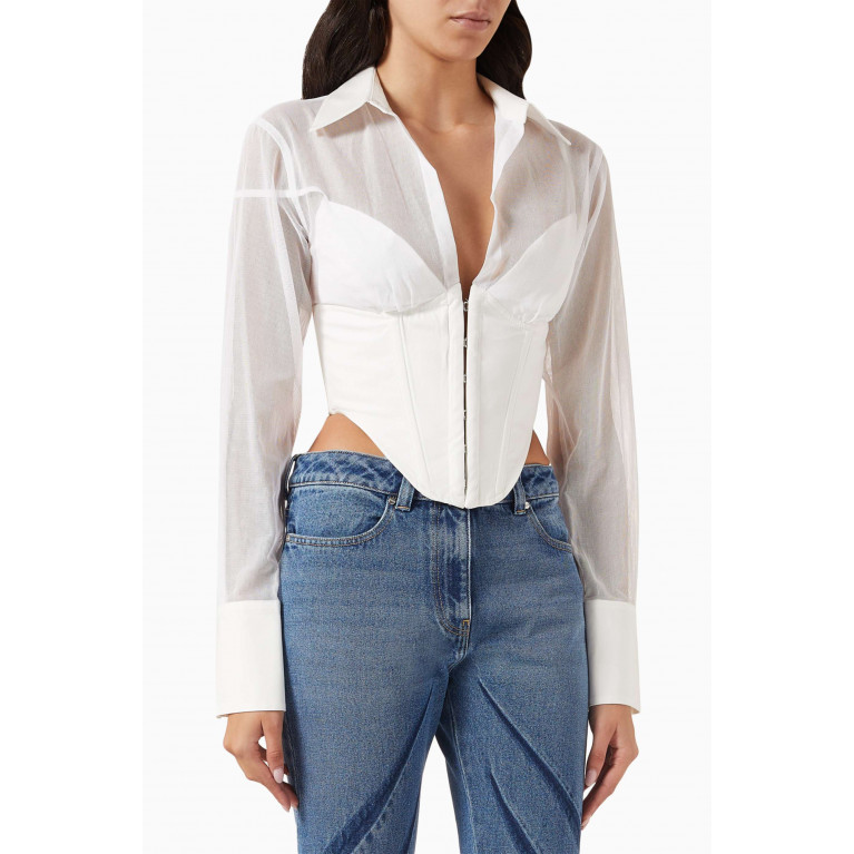 Dion Lee - Grid Corset Shirt in Organic Cotton White