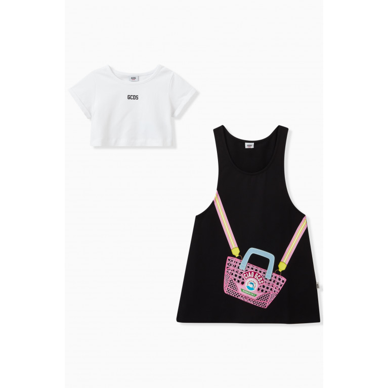 GCDS - Basket Shoulder Bag T-Shirt & Dress Set in Cotton Stretch