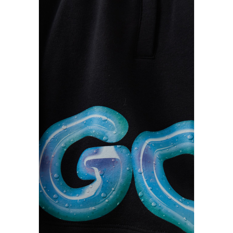 GCDS - Logo Print Shorts in Cotton Black