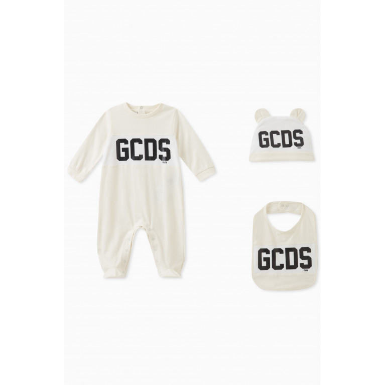 GCDS - Logo Print Sleepsuit Set Neutral