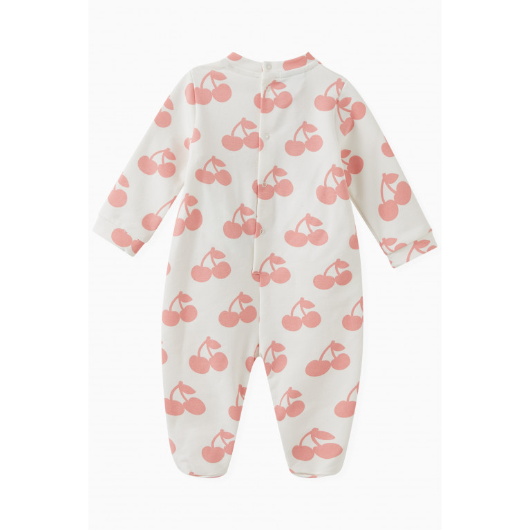 GCDS - Logo and Cherry Print Sleepsuit in Cotton Pink