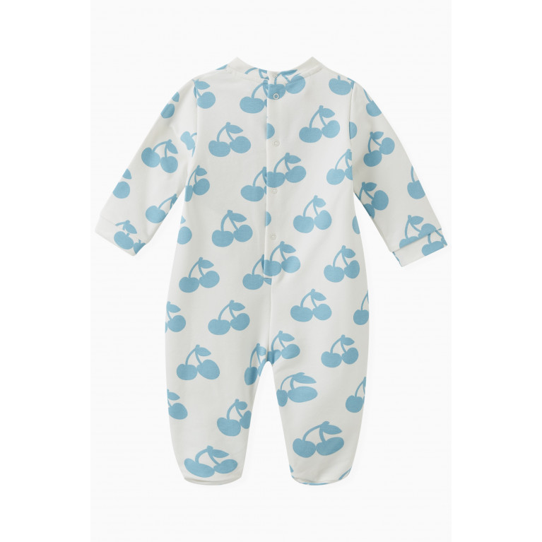 GCDS - Logo and Cherry Print Sleepsuit in Cotton Neutral
