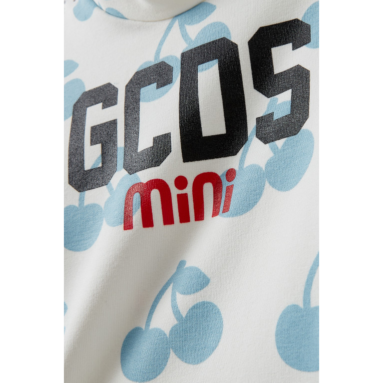 GCDS - Logo and Cherry Print Sleepsuit in Cotton Neutral