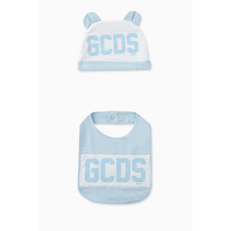 GCDS - Logo Print Hat & Bib Set Blue