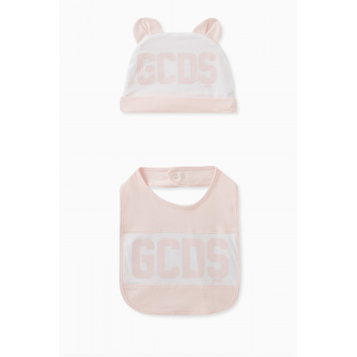 GCDS - Logo Print Hat & Bib Set Pink