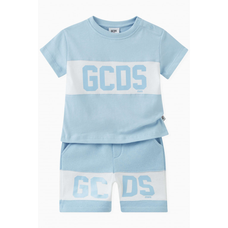 GCDS - Logo Print T-shirt in Cotton Blue