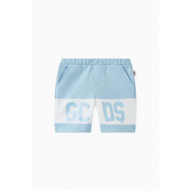 GCDS - Logo Print Shorts in Cotton Blue