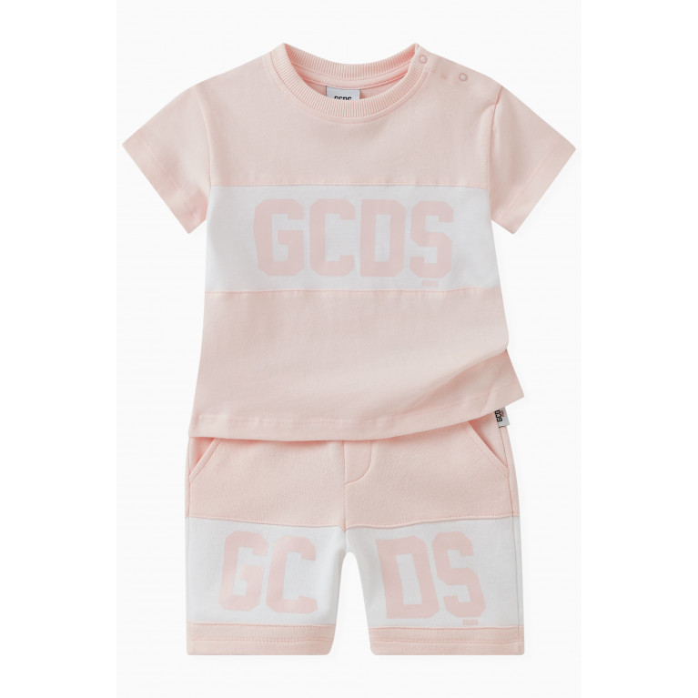 GCDS - Logo Print Shorts in Cotton Pink