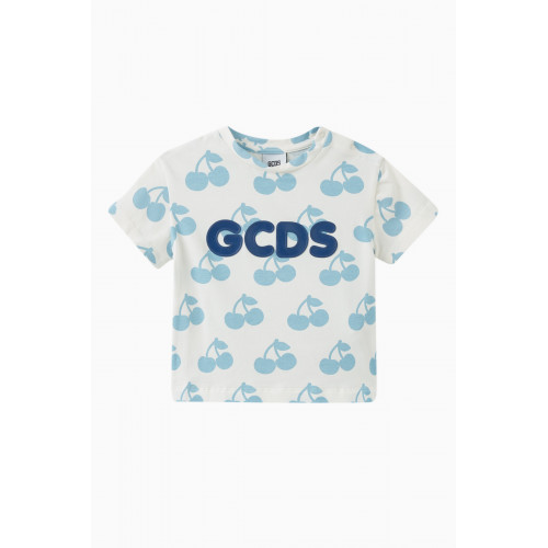GCDS - Cherry Logo Print T-shirt in Cotton Neutral