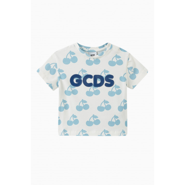 GCDS - Cherry Logo Print T-shirt in Cotton Neutral
