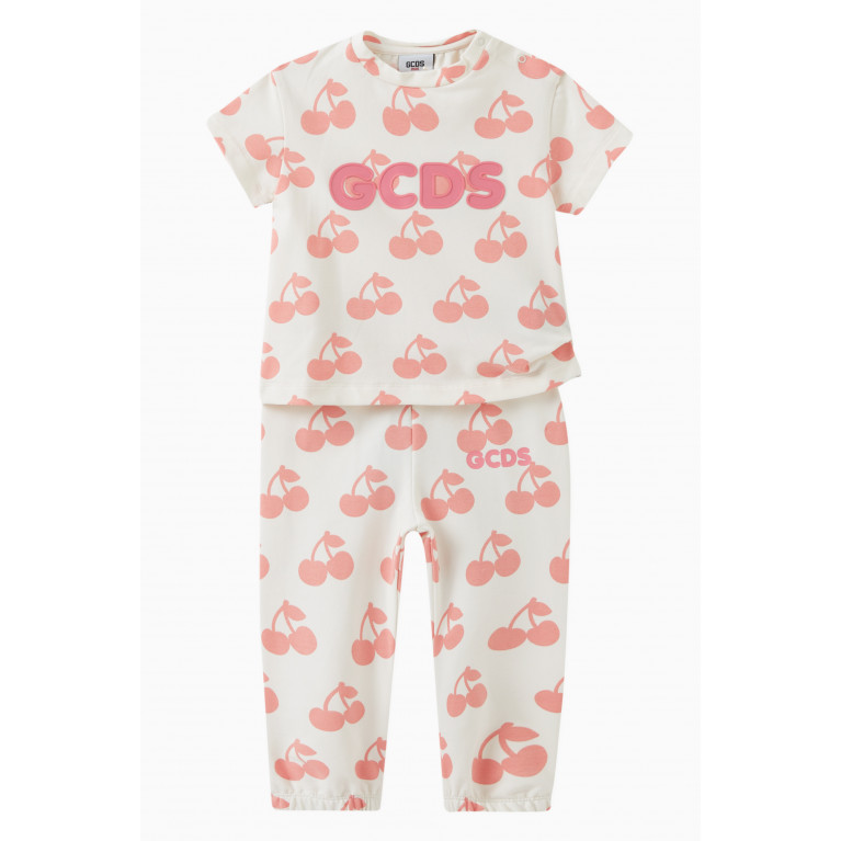GCDS - Cherry Print Sweatpants in Cotton Pink