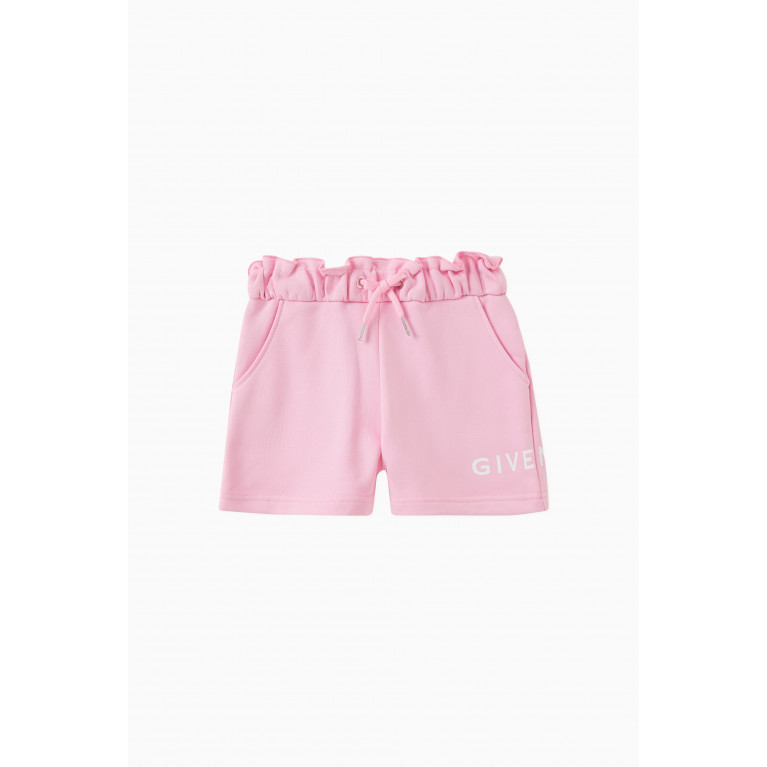 Givenchy - Ruffled Logo Print Sweat Shorts in Cotton