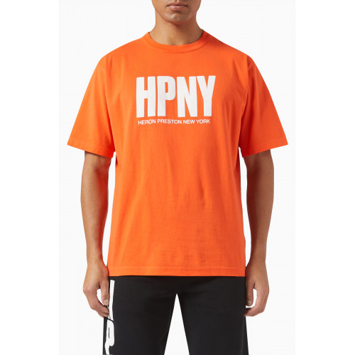 Heron Preston - Logo Print T-shirt in Cotton Orange