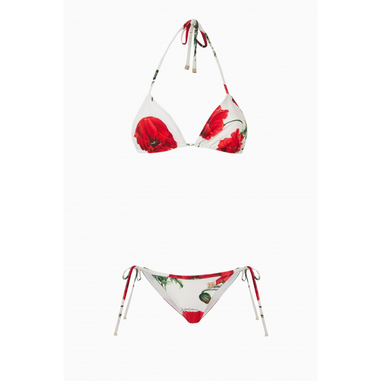 Dolce & Gabbana - Poppy-print Triangle Bikini Set