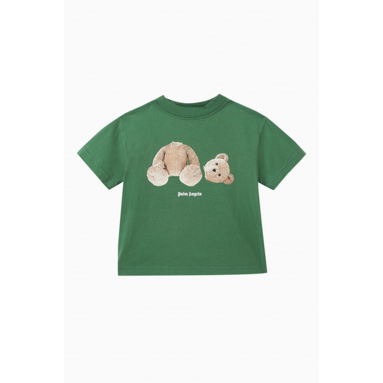 Palm Angels - Logo Teddy Bear T-shirt in Cotton Green