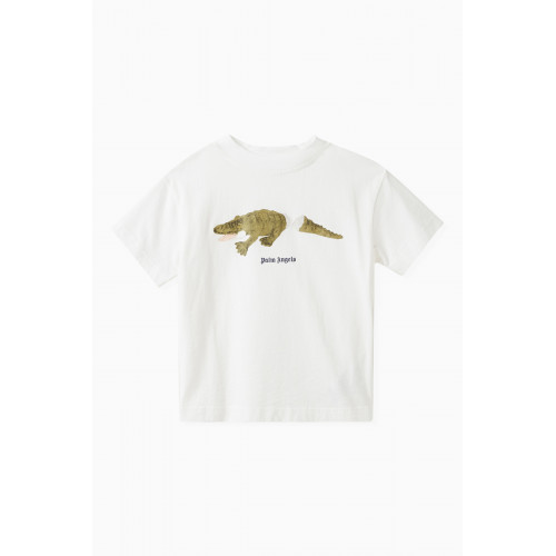 Palm Angels - Logo Crocodile T-shirt in Cotton White