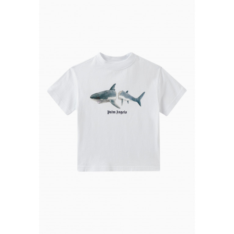 Palm Angels - Logo Shark T-shirt in Cotton White