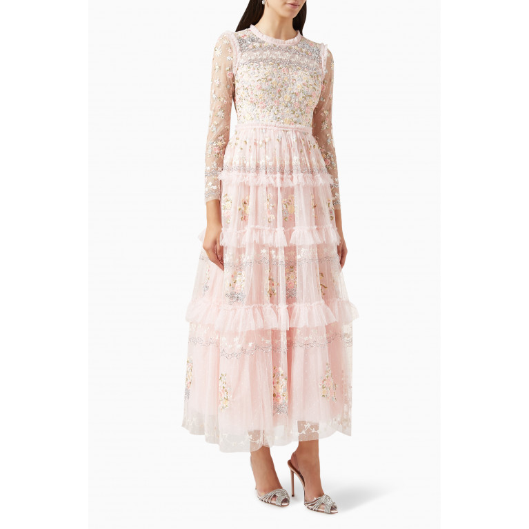 Needle & Thread - Primrose Bouquet Ankle-length Gown in Tulle Pink