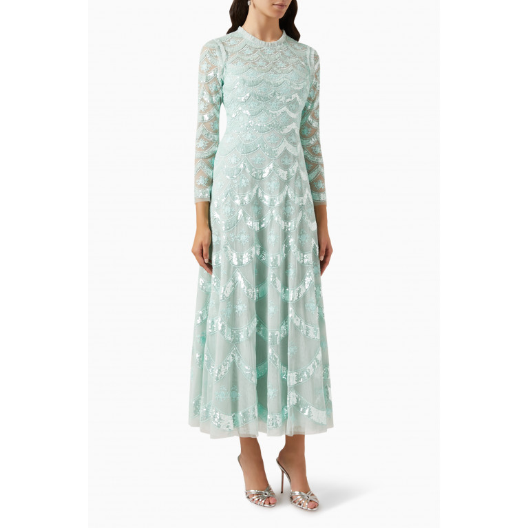 Needle & Thread - Fifi Sequin-embellished Ankle Gown in Recycled Tulle Green