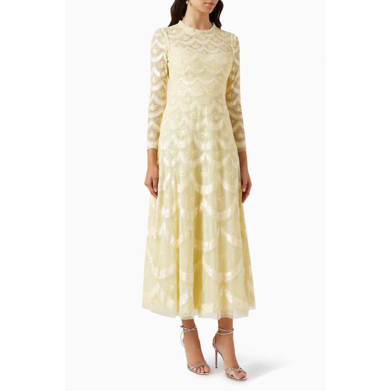 Needle & Thread - Fifi Sequin-embellished Ankle Gown in Recycled Tulle Yellow