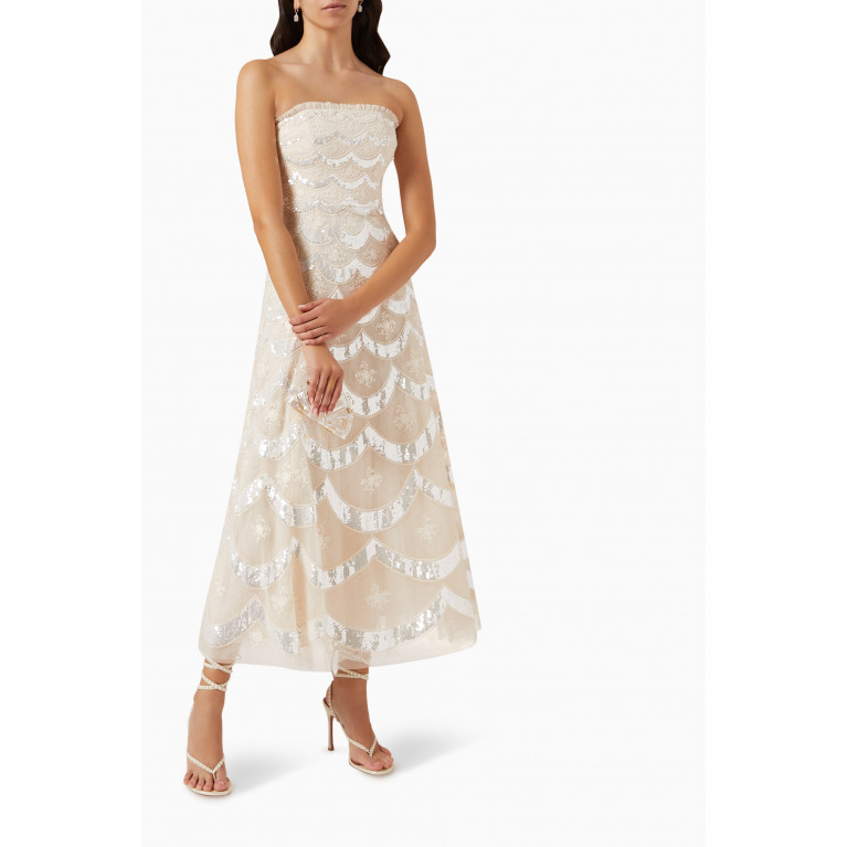 Needle & Thread - Fifi Strapless Sequin-embellished Ankle Gown in Recycled Tulle