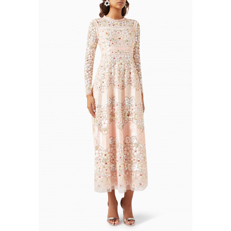 Needle & Thread - Laelia Floral Sequin-embellished Ankle Gown in Recycled Tulle