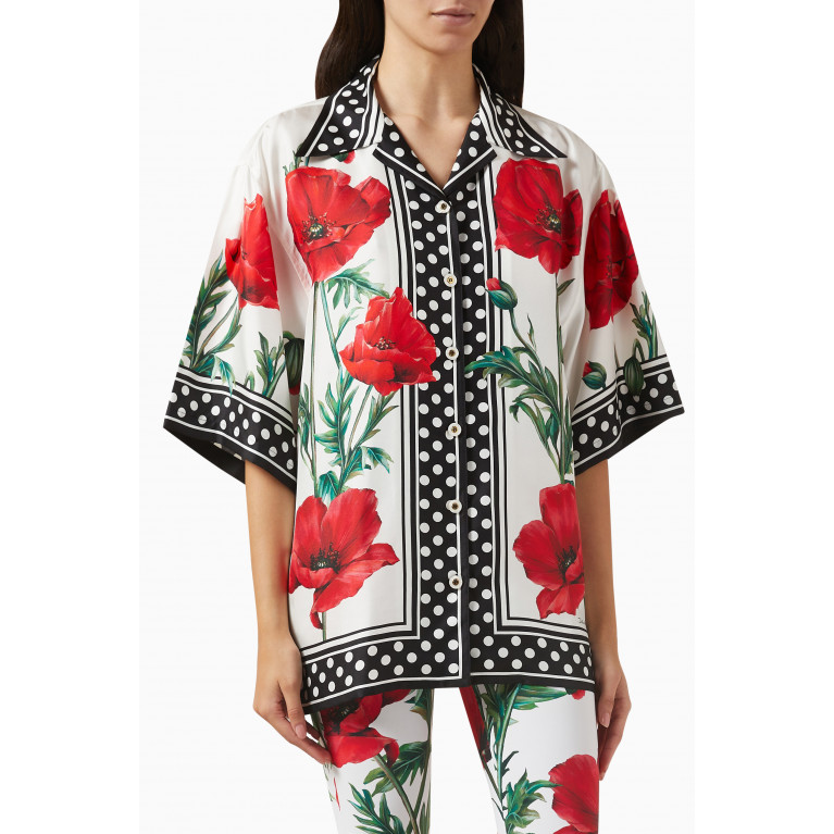 Dolce & Gabbana - Poppy-print Shirt in Silk Twill