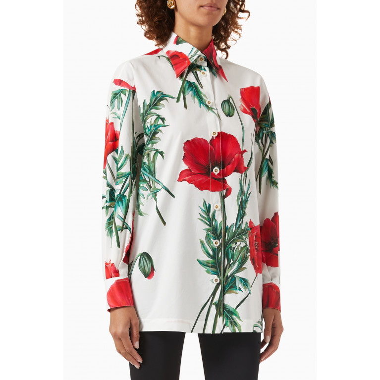 Dolce & Gabbana - Poppy-print Shirt in Cotton-poplin