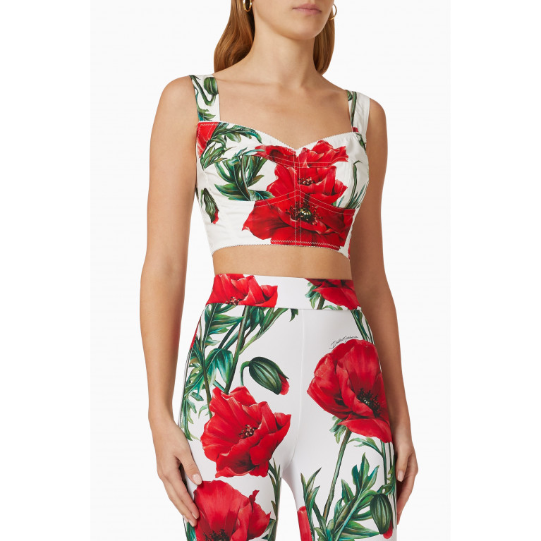 Dolce & Gabbana - Crop Top in Poppy-print Textured Fabric