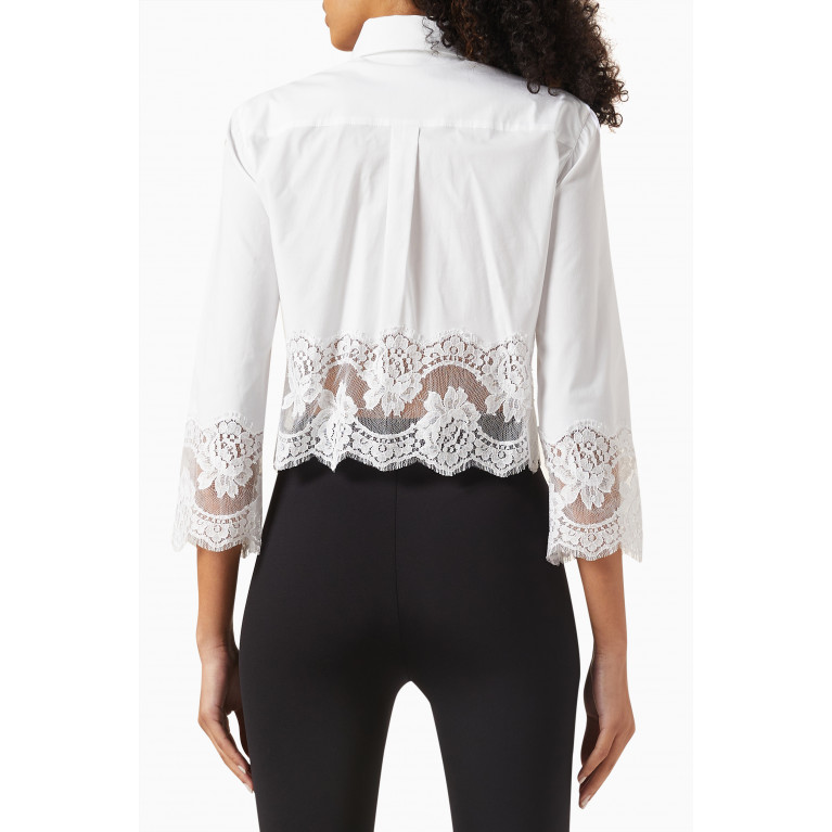 Dolce & Gabbana - Lace-trimmed Crop Shirt in Cotton-poplin